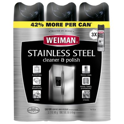 WEIMAN® Stainless Steel Cleaner and Polish, 17 oz Aerosol, 6