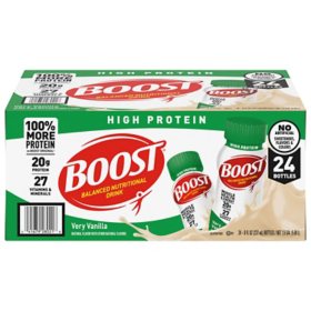 BOOST 20g High Protein Balanced Nutritional Drink, Vanilla, 8 fl. oz., 24 pk.