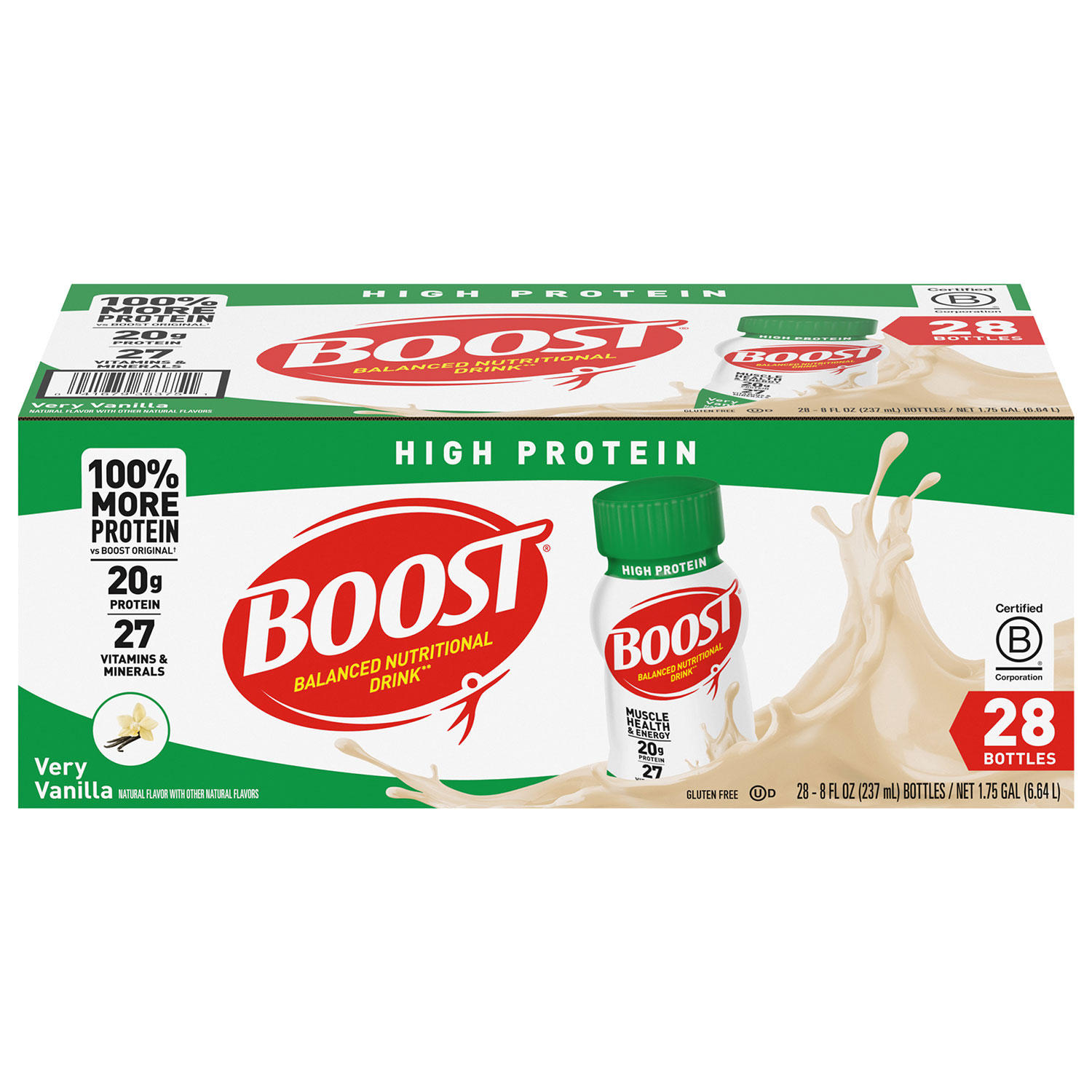 BOOST 20g High Protein Nutritional Drink, Very Vanilla (8 fl. oz, 28 ct.)