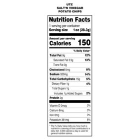 Utz Salt N Vinegar Chips 1 Oz 60 Ct Sam S Club