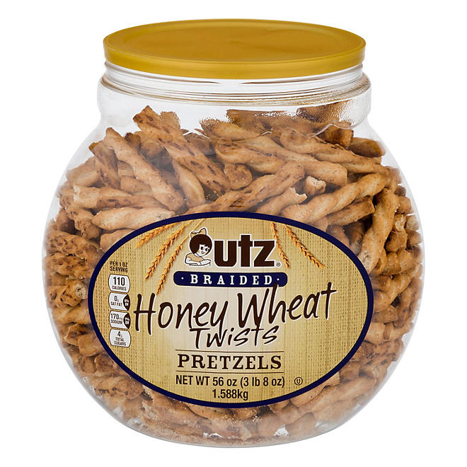 Utz Honey Wheat Braided Pretzels Barrel (56 oz.)