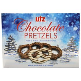 Utz Holiday Chocolate and White Fudge Pretzels 24oz (2pk)		