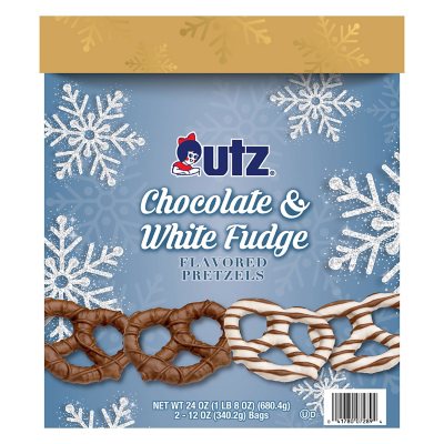 Utz Holiday Chocolate and White Fudge Pretzels 24oz Sam's Club