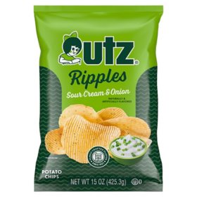 Utz Ripples Sour Cream and Onion Potato Chips, 15 oz.