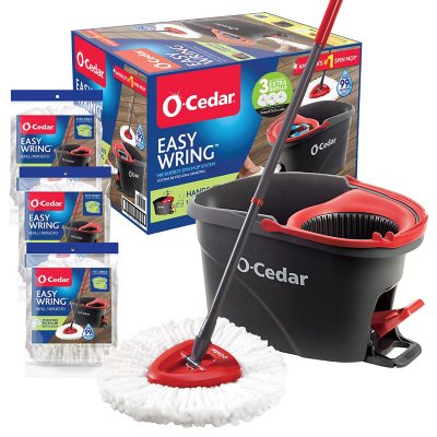 O Cedar EasyWring Microfiber Spin Mop & Bucket Floor Cleaning System with 3 Extra Refills