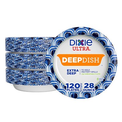 Dixie Ultra® Deep Dish Disposable Paper Plates, 9-9/16 inch, Dinner Size  Printed Disposable Plate, 40 Count