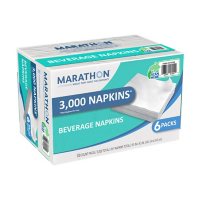Marathon Embossed Beverage Napkins, 1-Ply, 9 1/2" x 9 1/2", White (3000 ct.)