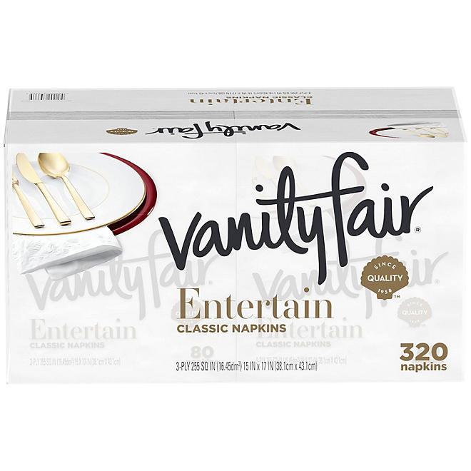 Vanity Fair Entertain 3-Ply Paper Napkins, White 320 ct.