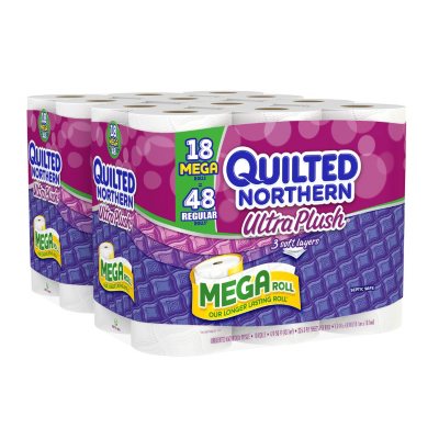 Quilted Northern - Quilted Northern, Ultra Plush - Bathroom Tissue,  Unscented, Mega Roll, 3-Ply (9 count), Shop