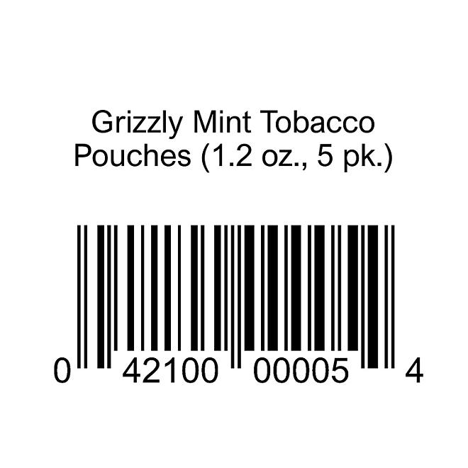 Grizzly Mint Tobacco Pouches (1.2 oz., 5 pk.)