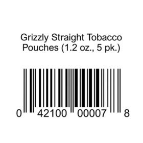 Grizzly Straight Tobacco Pouches (1.2 oz., 5 pk.)