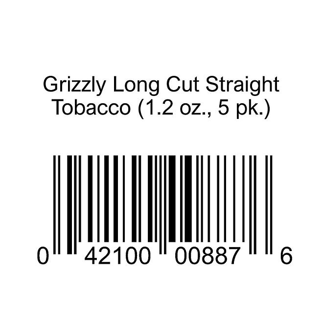 Grizzly Long Cut Straight Tobacco (1.2 oz., 5 pk.)