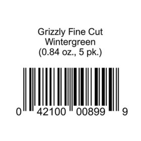 Grizzly Fine Cut Wintergreen 0.84 oz., 5 pk.
