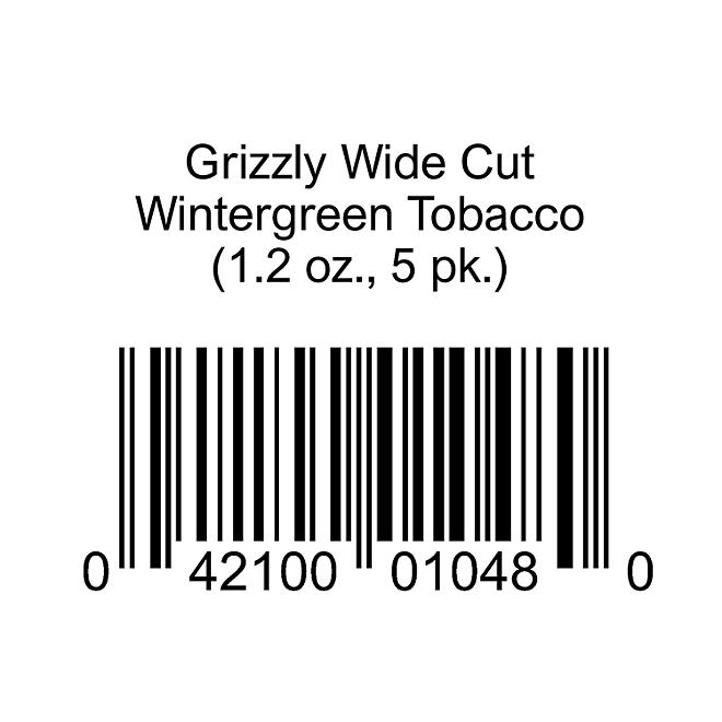 Grizzly Wide Cut Wintergreen Tobacco 1.2 oz., 5 pk.