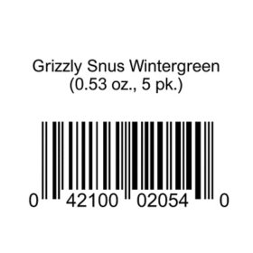 Grizzly Snus Wintergreen 0.53 oz., 5 pk.
