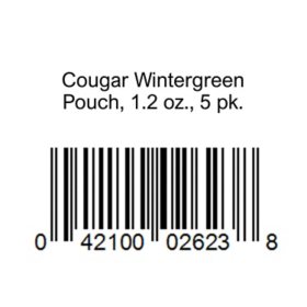 Cougar Wintergreen Pouch, 1.2 oz., 5 pk.