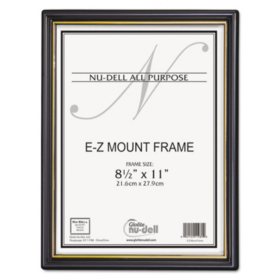 Nu-Dell EZ Mount Document Frames, Plastic, 8-1/2 x 11, Black, 18 Pack