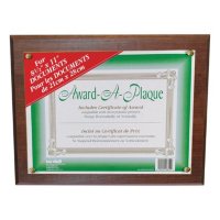 Nu-Dell Award-A-Plaque Document Holder, Acrylic/Plastic, 10-1/2 x 13, Walnut