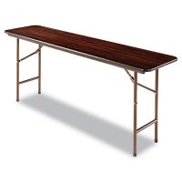 Alera Wood Rectangular Folding Table, 72"W x 18"D x 29"H, Mahogany