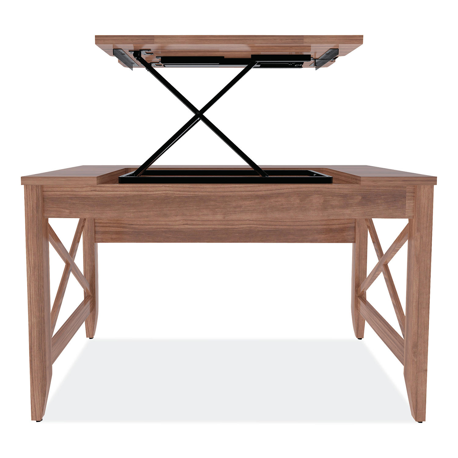 Alera Sit-to-Stand Table Desk in Modern Walnut Finish