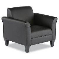 Alera Reception Lounge Series Leather Club Chair, Black