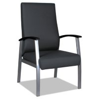 Alera MetaLounge Series High-Back Guest Chair, 25" x 26.37" x 43.7" (Black Seat/Black Back, Silver Base)