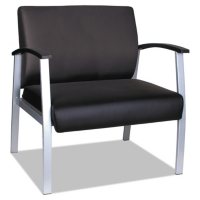 Alera MetaLounge Series Bariatric Guest Chair, 31" x 26" x 33.63" (Black Seat/Black Back, Silver Base)