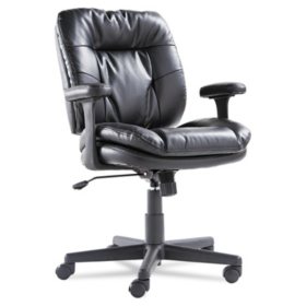 OIF Swivel/Tilt Leather Task Chair, Black