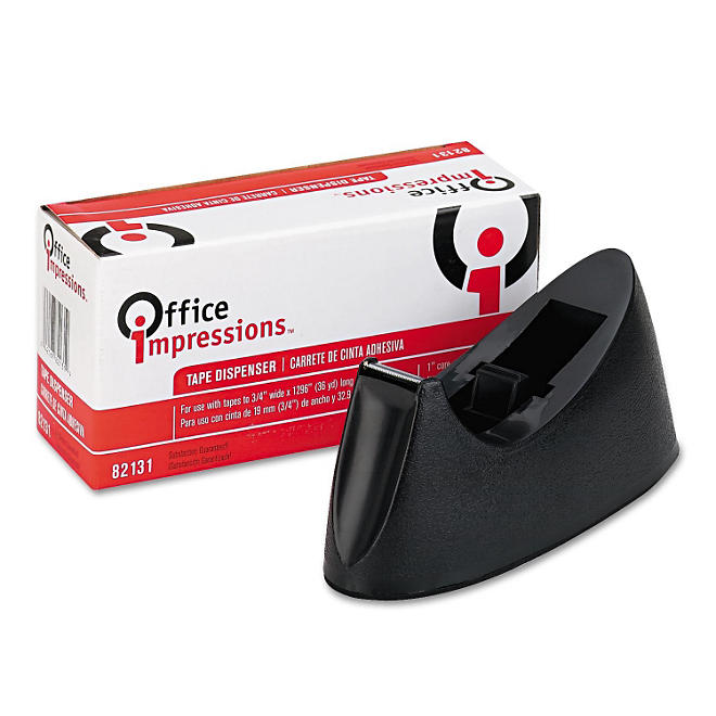 Office Impressions - Tape Dispenser for 1" Core Tapes - Black