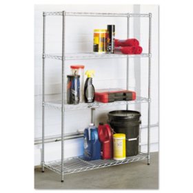Alera Residential 4-Shelf Wire Shelving - Silver (36W x 14D x 54H)