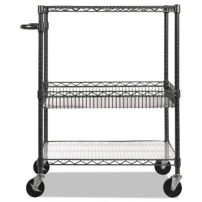 Alera Three-tier Wire Rolling Cart 34wx18dx40h Black Anthracite Sw543018ba for sale online 