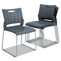 Alera Continental Series Perforated Back Stacking Chairs, Charcoal Gray -  4 pack