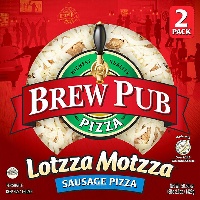 Brew Pub Lotzza Motzza Sausage Pizza, Frozen (2 pk.)