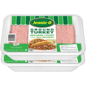 Jennie-O Lean Ground Turkey, 93% Lean 2.5 lb. per tray, 2 trays.