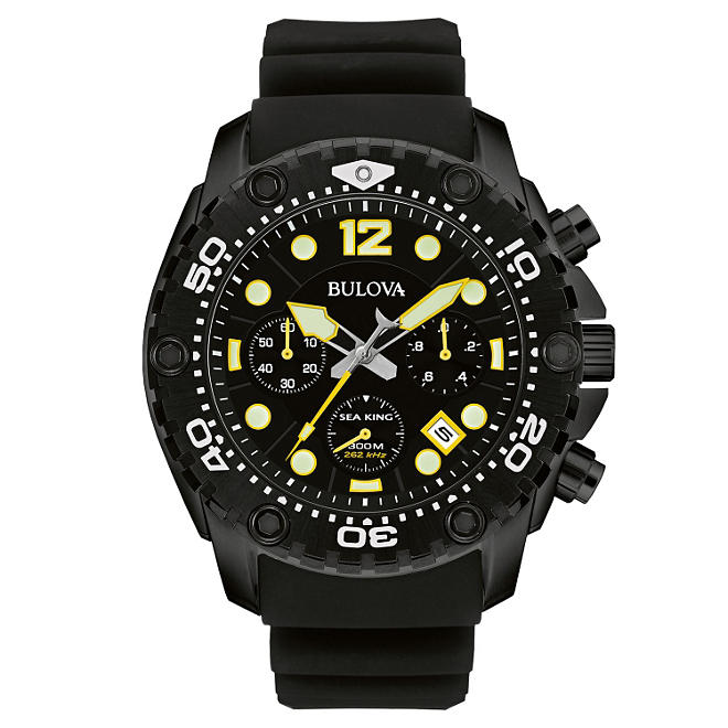 Bulova Men's Sea King Analog Display Quartz Black Watch