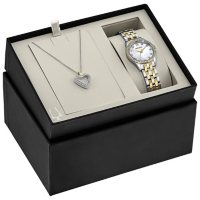 Bulova Ladies Two-Tone Stainless Steel Watch with Heart Necklace