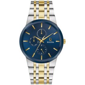 Bulova Two-Tone Watch with Blue Crystal Dial 40mm 98C145		