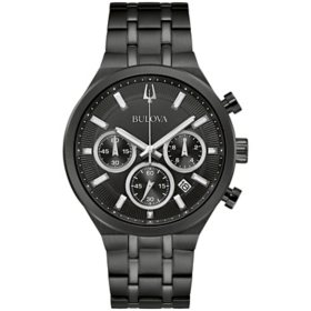 Bulova Black Ion-Plated Chronograph Watch 43mm 98B404