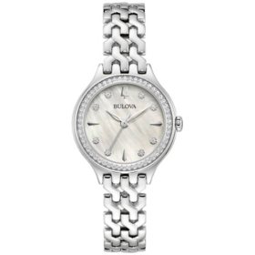 Bulova Stainless Steel Watch with Crystal Accents 29mm 96L312