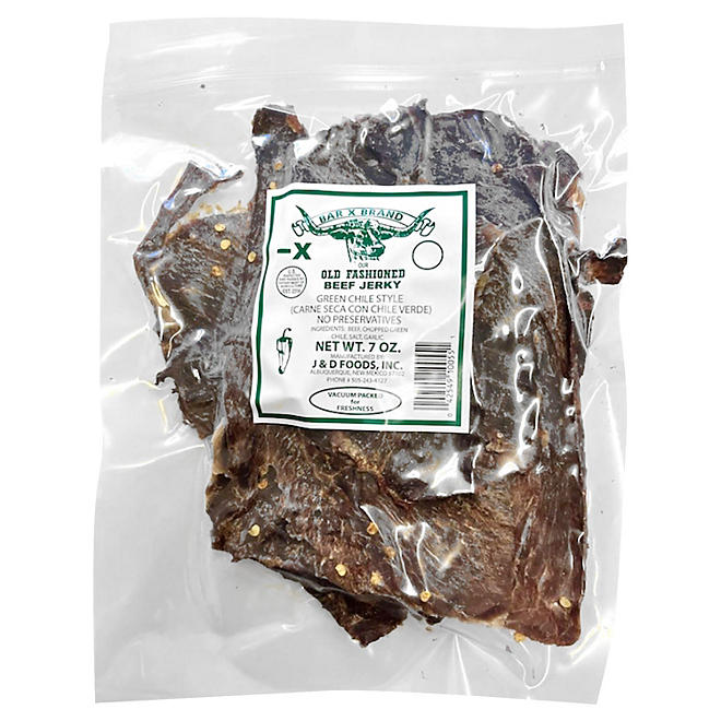 Bar X Brand Old Fashioned Beef Jerky Green Chile Style 7 oz.