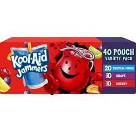 Kool-Aid Jammers Tropical Punch, Grape and Cherry Artificially Flavored Soft Drink Variety Pack (6 fl. oz., 40 pk.)