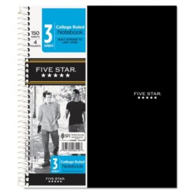 Mead Wirebound Notebook, College Rule, 3 Subject 150 Sheets