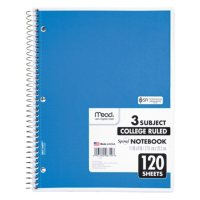 Mead Spiral Bound Notebook, College Rule, 8-1/2 x 11, White, 120 Sheets per Pad