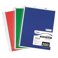 Mead 5 Subject Notebook, College Rule, 8-1/2 x 11, White, 200 Sheets per Pad