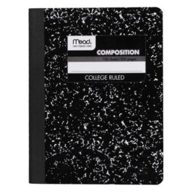 Mead - Wireless Composition Book, College Rule, 9-3/4 x 7-1/2, White - 100 Sheets