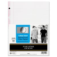 Mead Reinforced Filler Paper, College-Ruled, 11 x 8-1/2, White - 100 Sheets/Pack