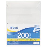 Mead - Economical 16-lb. Filler Paper, College Ruled, 11 x 8-1/2, White -  200 Shts/Pk