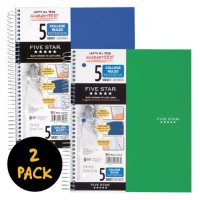 Five Star® Wirebound Notebook, 5 Subject, College Ruled, 11" x 8 1/2", 2 Pack, Assorted Colors (Color Choice Not Available)