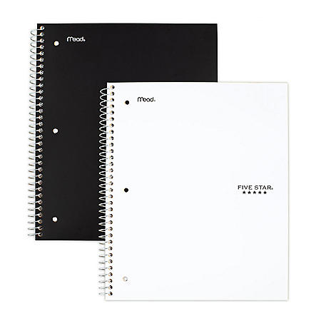 White 150 Sheets Black 2 Pack 11 x 8-1/2 inches College Ruled Paper 3 Subject Spiral Notebooks 
