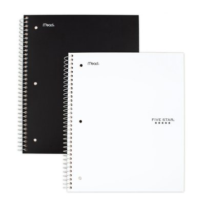 Five Star Recycled Notebook Plus Study App, 1 Subject, College Ruled, 8  1/2 x 11, 4 Pack, Spiral Notebooks